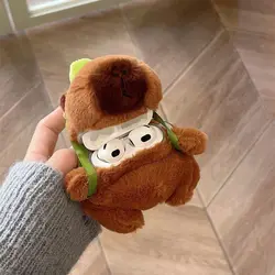 Cute Capybara Earphone Bag for Airpods 1/2/3/4/Pro/Pro2 Cartoon Keychain Plush Bluetooth Earbuds Case Headset Box