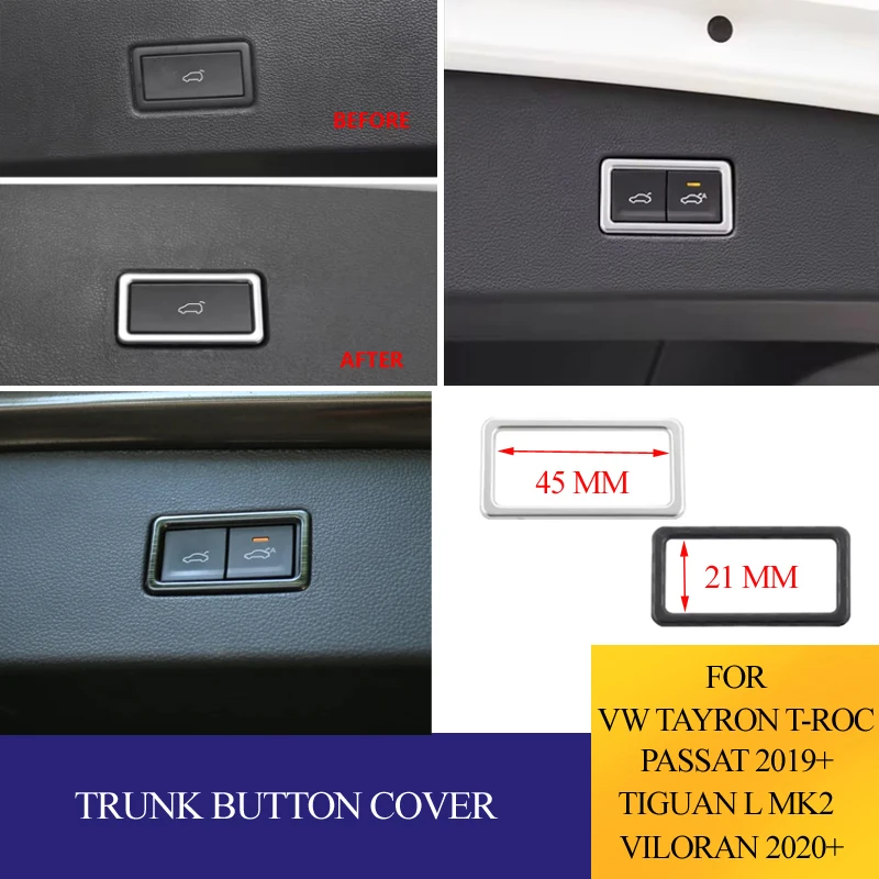 For VW Tayron T-ROC TROC Passat Tiguan L MK2 2016-2023 Viloran 2020+ Car Trunk Switch Button Decoration Trim Accessories