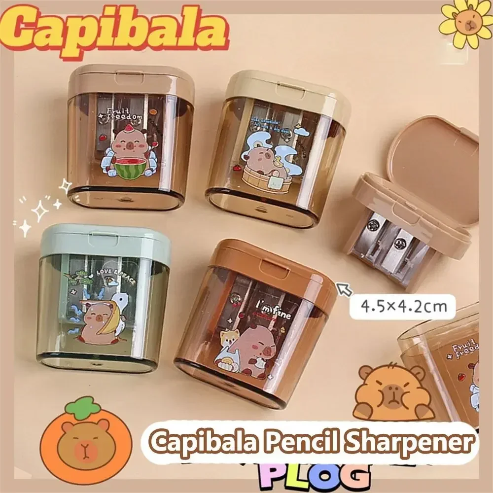 Capybara Pencil Sharpener Student Cute Pencil Sharpener Cartoon Mini Portable Double Hole Pencil Sharpener Sharpening Tools