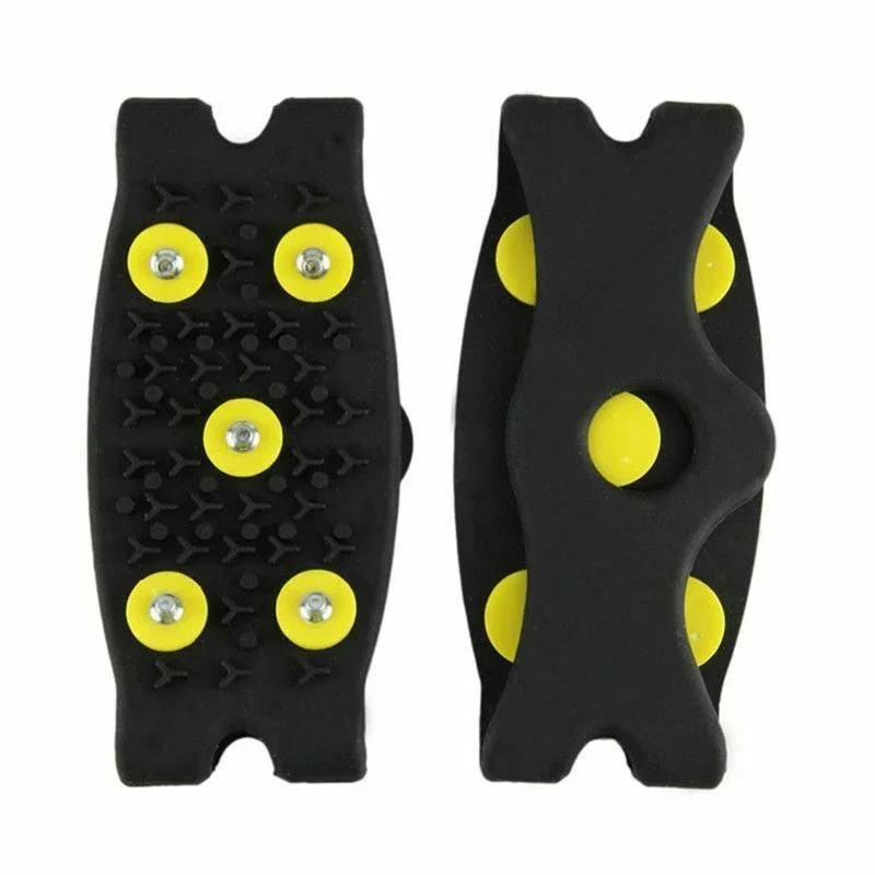 Crampones de escalada antideslizantes, 5 tachuelas, hielo, nieve, Camping, zapatos para caminar, agarre de punta, equipo para exteriores de invierno, 1 par