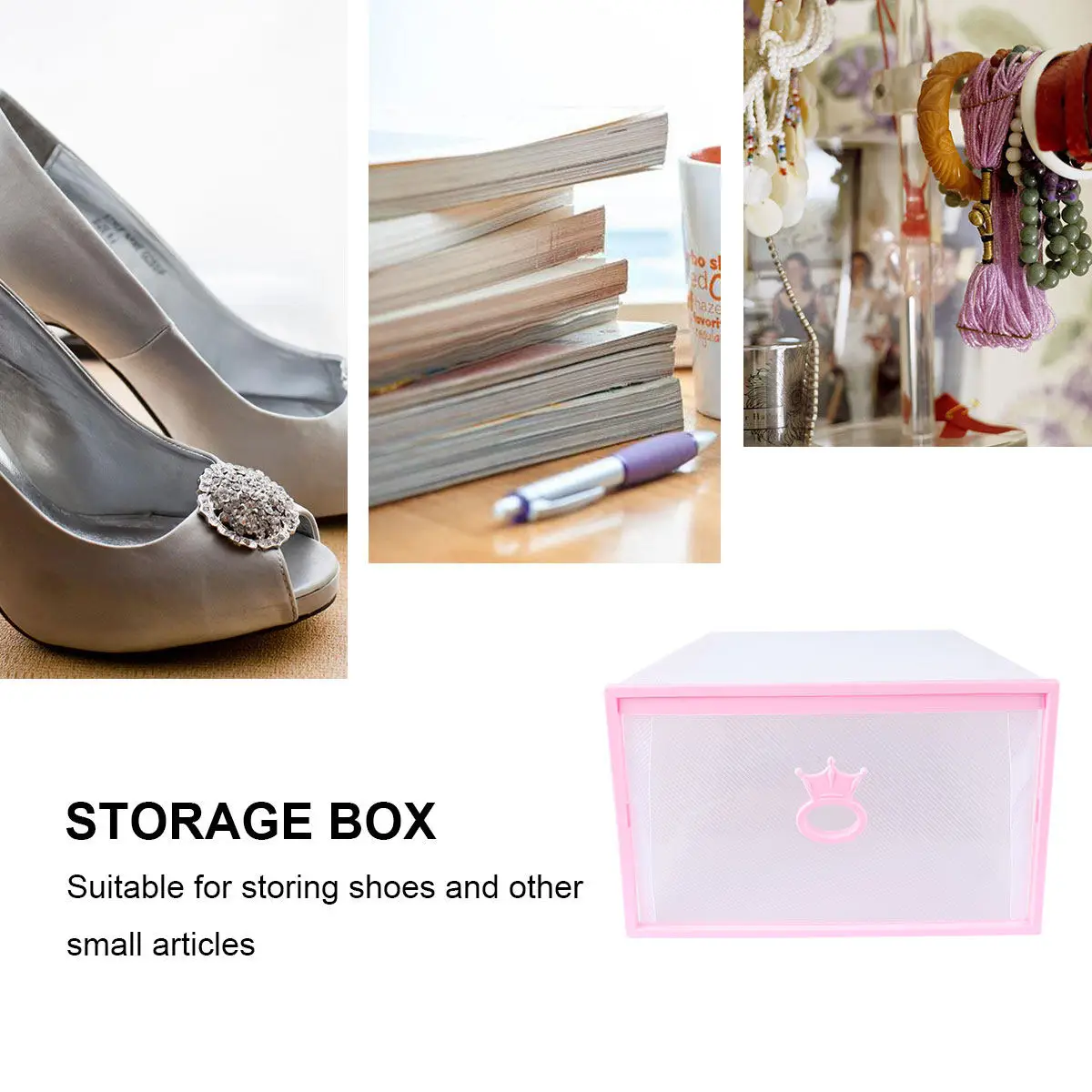 Thickened Transparent Plastic Shoe Storage Box Drawer Type Stackable Portable Foldable Organizer with Visual Window Large