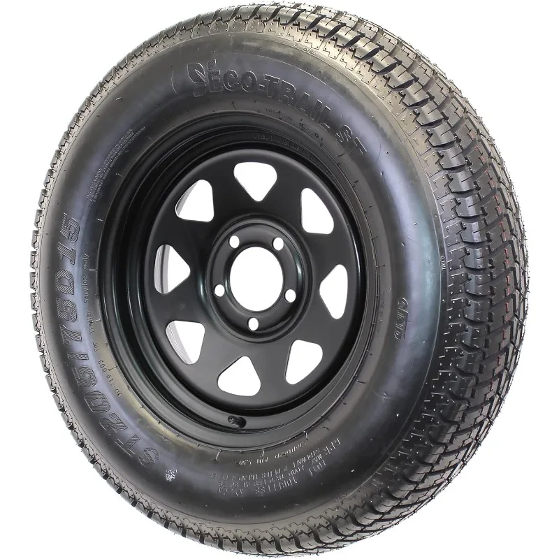 2個パック トレーラータイヤリム ST205/75D15 15インチ ロードレンジC 5穴 ブラックスポークホイール