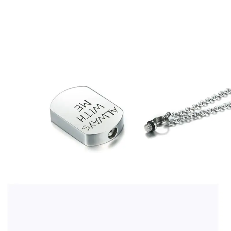 Stainless Steel Cremation Jewelry Urn Necklace Urn Pendant Memorial Keepsake Ashes Holder Square Pendant-Always with me