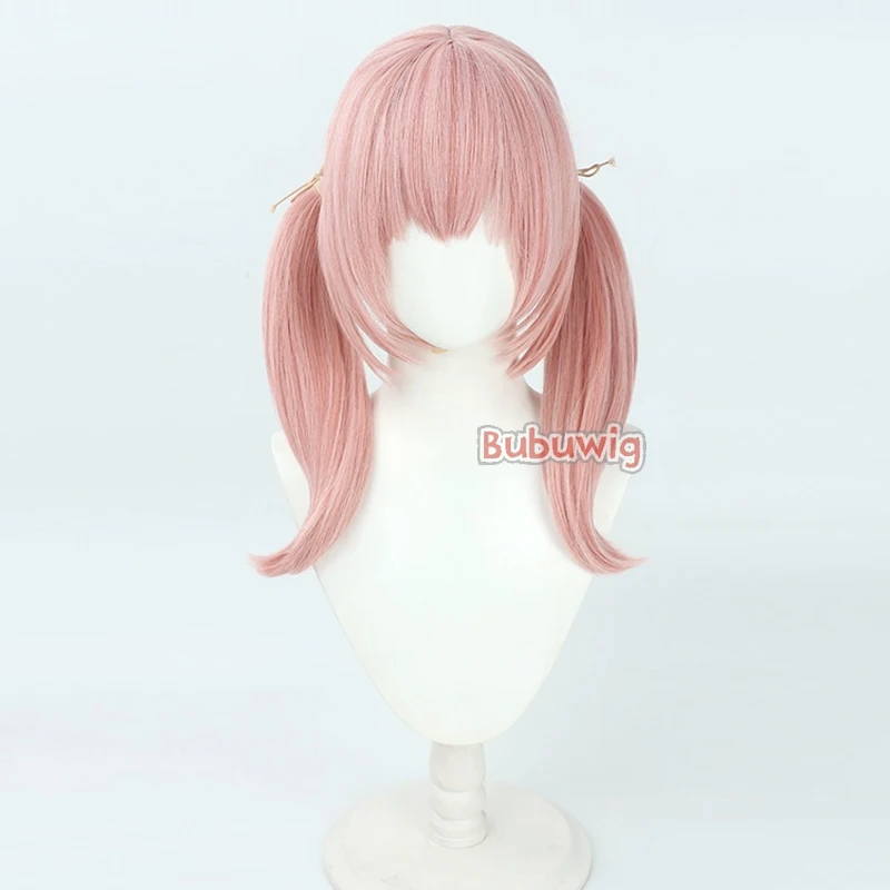 Bubuwig rambut sintetis, Wig Cosplay shimoo Kohara warna biru arsip, Wig Shimoe Kohara 50cm panjang Lurus merah muda tahan panas