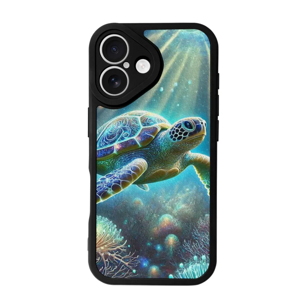 

Mystical Turtle with Bioluminescent Glow Phone Case For iPhone 16 Pro Max Silicone Skin Case