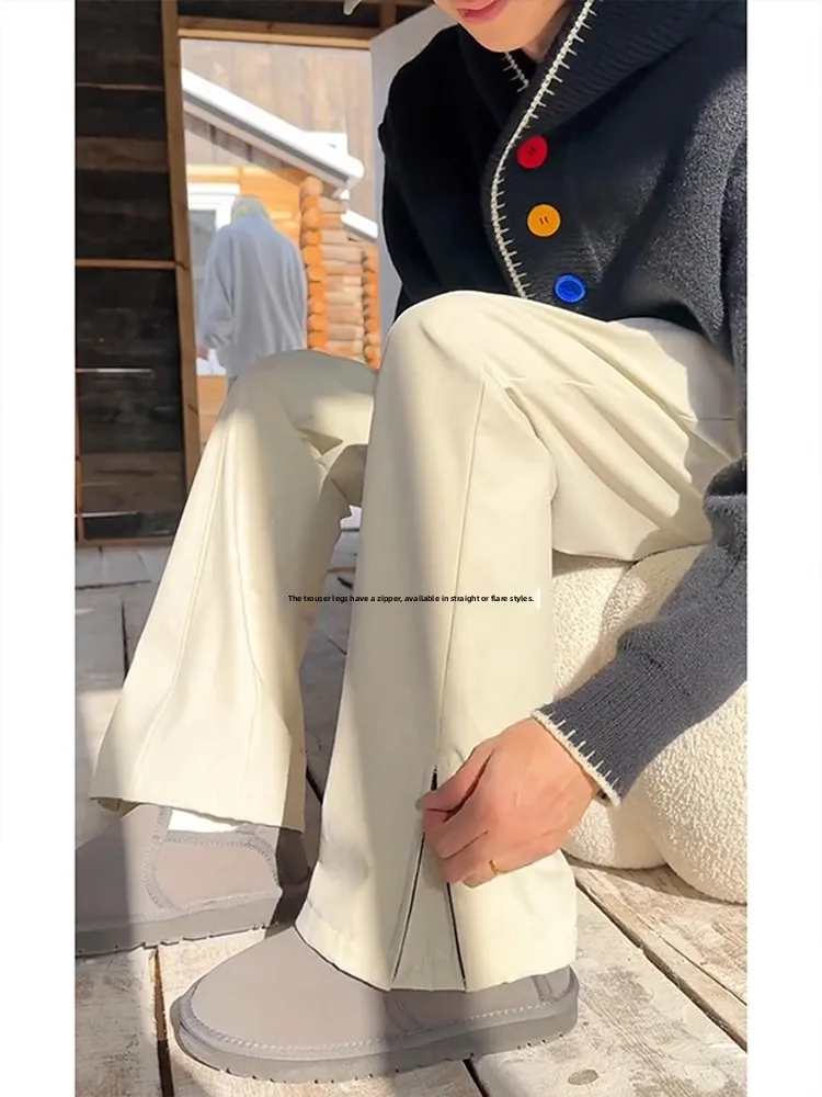 سراويل كاجوال رجالية مبطنة من American Sle Fce شتوية بسحاب جانبي مستقيم الساق مقاومة للماء وجافة في الهواء الطلق... #2