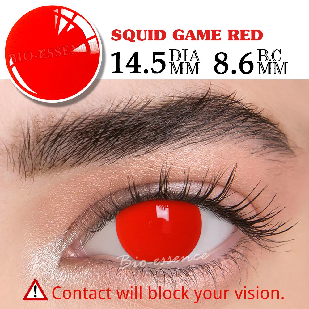 Bio-essence-lentes de contacto de colores para Cosplay, lentillas rojas para ojos de Anime, accesorios de Anime, 1 par