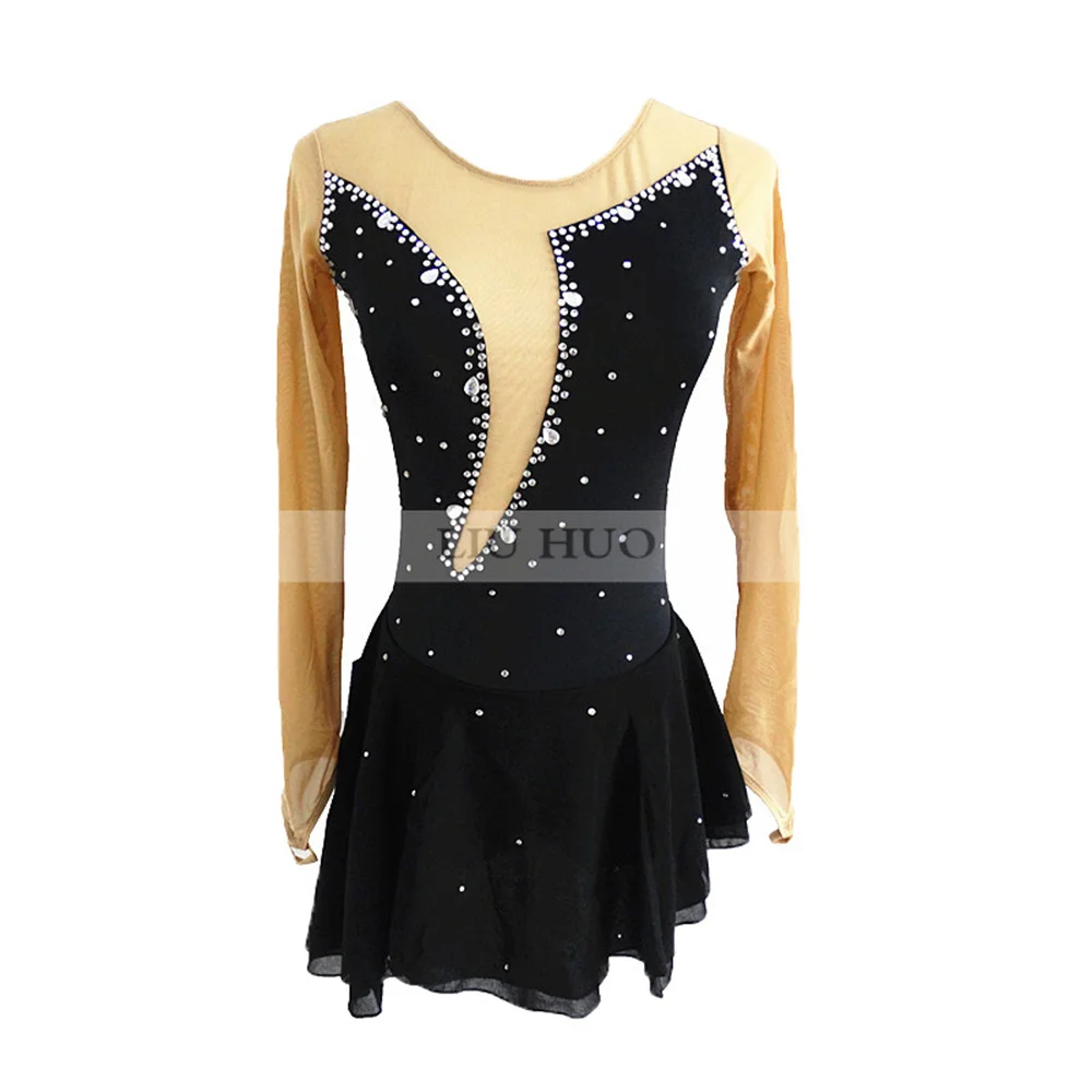 

LIUHUO Women Girl Adult Ice Figure Skating Dress Performance Rhythmic Gymnastics Competition Leotard Costume Dance Teens Black