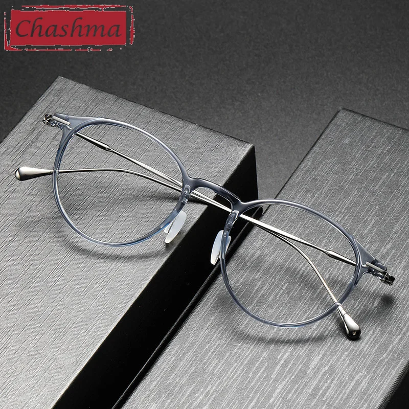 

Chashma Prescription Glasses Rim Men Acetate Titanium Optical Frame Round Women Prescription Crystal High Quality Retro Eyewear