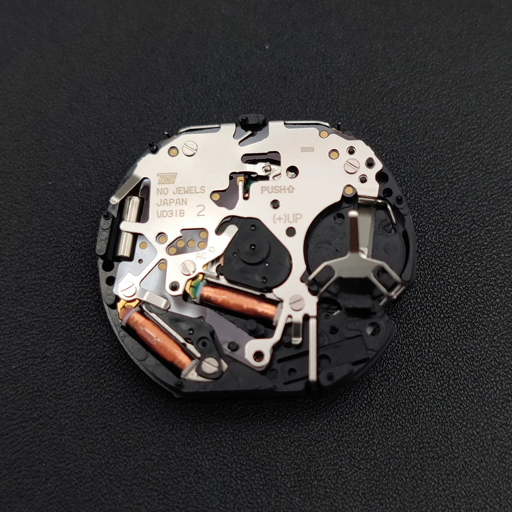Japan Original VD31 Quartz Movement Dual Time 24 Hours VD31B Mod Replace Mechanism Date at 6H with Battery