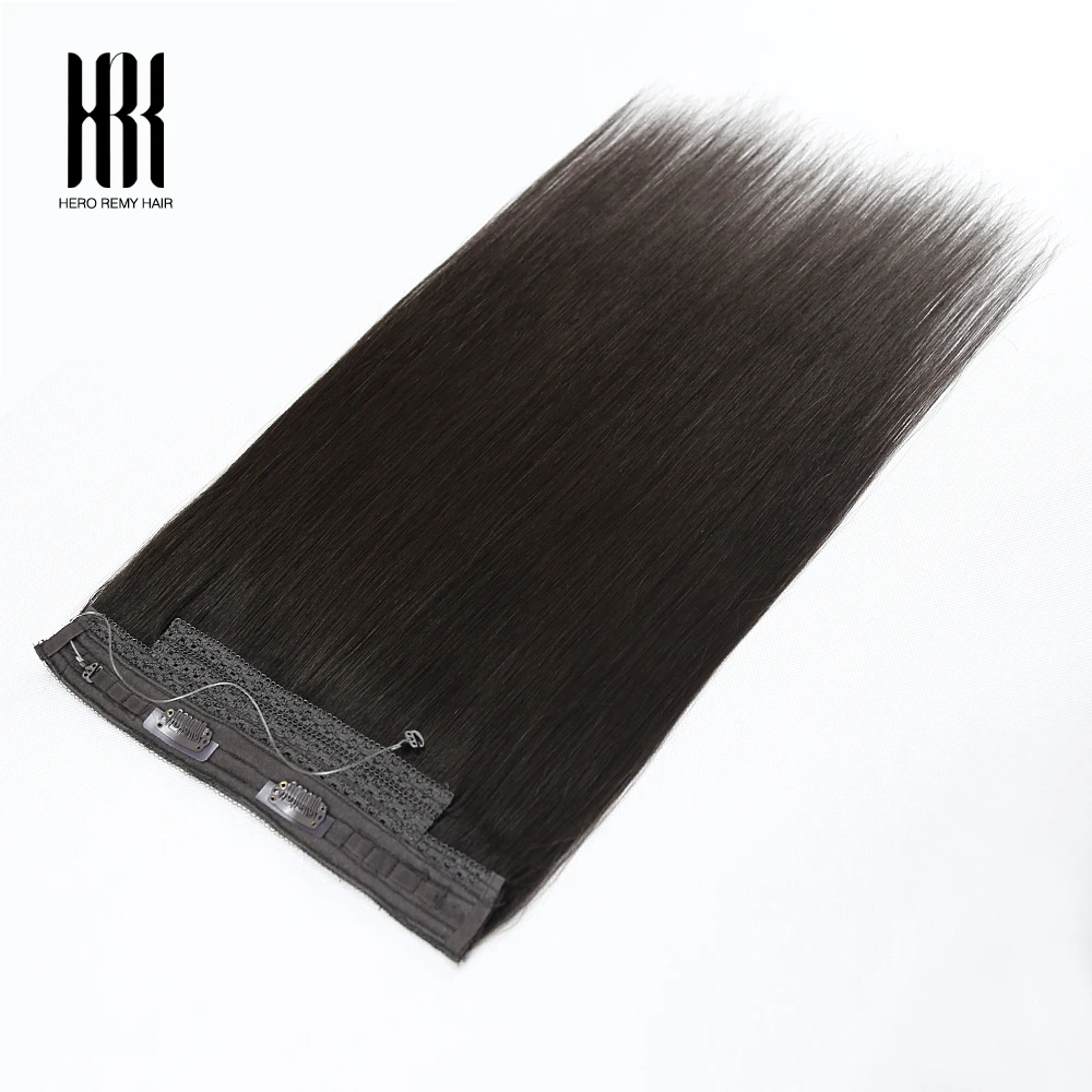 هالو وصلات شعر 100% ريمي الشعر البشري 16-22 بوصة سلك مخفي للإزالة الفيلكرو كليب في الشعر ريمي الإنسان خيط صنارة الصيد ملحقات #4