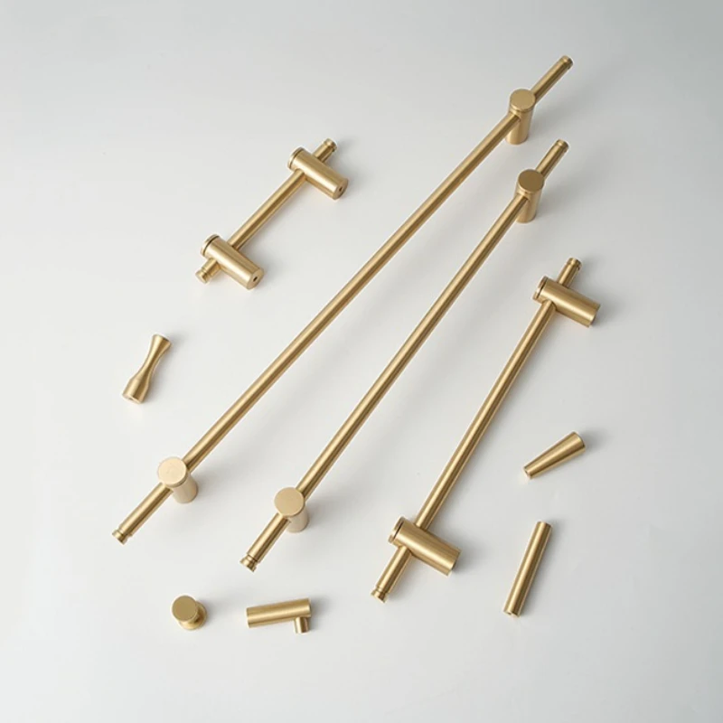 Bathroom Furniture Handle Wardrobe Kitchen Cupboard Bedside Cabinet Locker Knobs Gold Minimalism Long Brass Furniture Handles