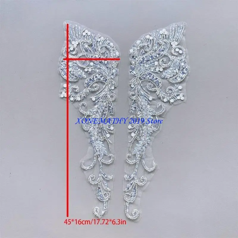 F42F 1pair Versatiles Sequins Embroidery Patches Jackets Decoration Appliques for Fashionable Clothing Creation