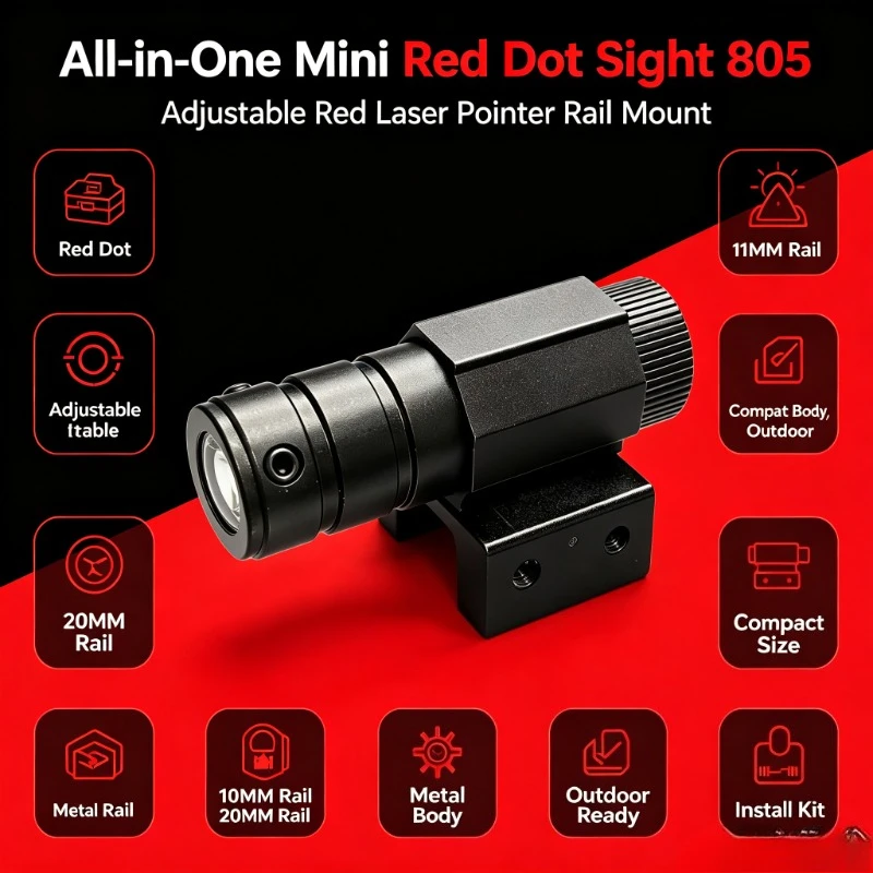 805 Mini Red Positioning Module Dual‑Rail Adjustable Beam Accessory For Night Outdoor Team Activities