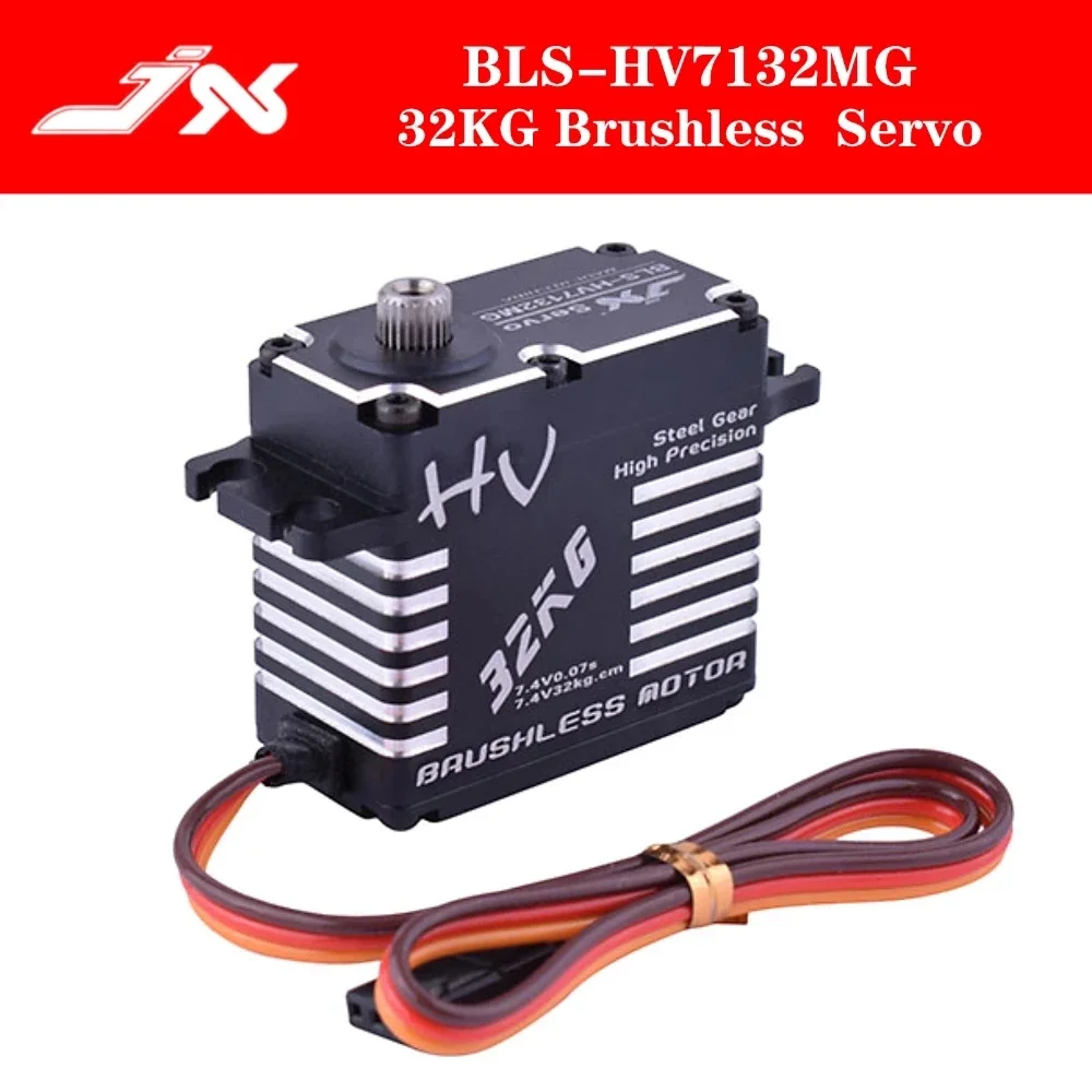 Jx servo BLS-HV7132MG 32kg 7.4v 0.07sec engrenagem de aço de precisão de alta velocidade cnc digital sem escova para carro rc robô avião drone