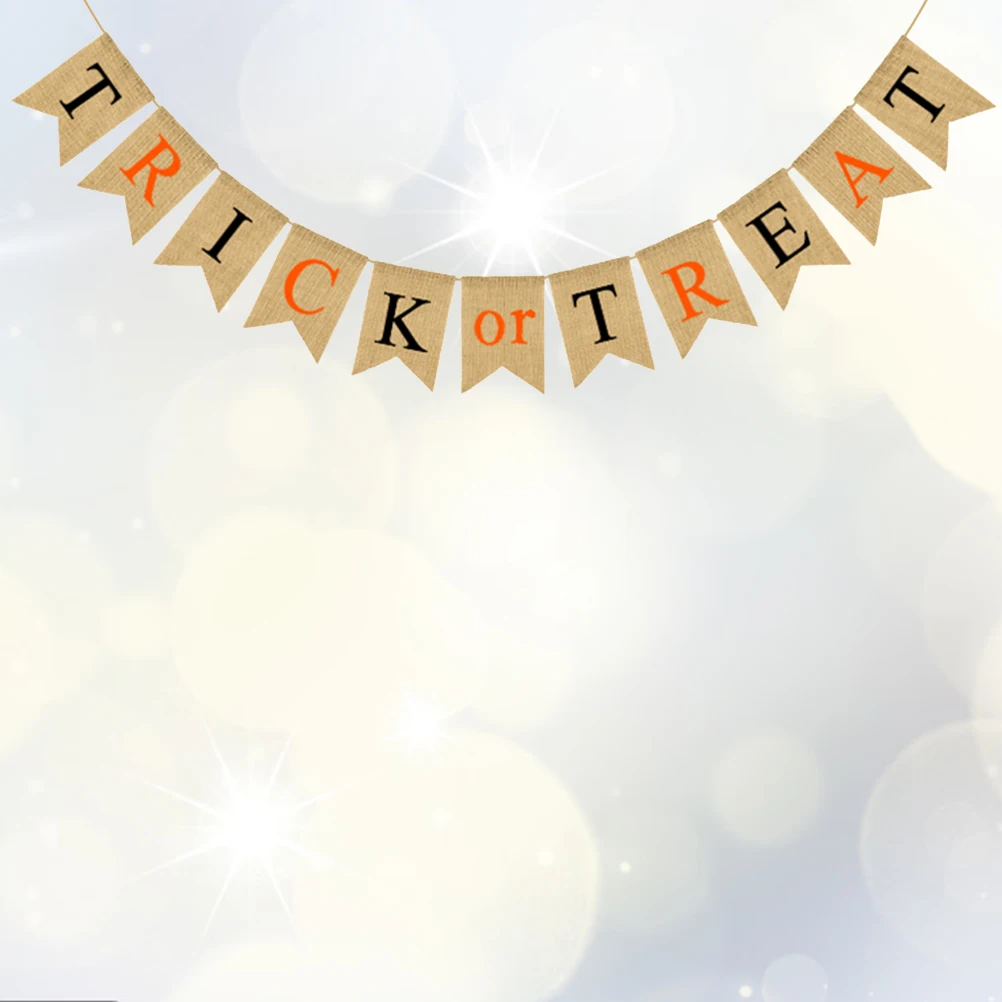 

Linen Dovetail Banner Halloween Party Supplies Trick Or Treat Garland Classy Decoration For Wall Mantle Photo Prop Lightweight