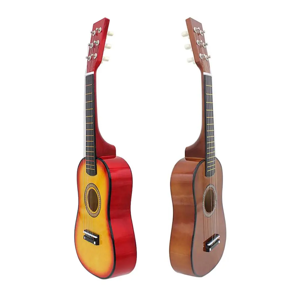 

23-дюймовая мини-гитара из цельного дерева, 6-струнный акустический детский образовательный музыкальный инструмент для детей, домашнего обучения