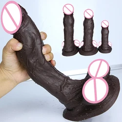 Soft Big Black Dildo Masturbators Brown Penis Anal Sex Toys for Man Woman Powerful Suction Cup Dick Vaginal Dilator/Stimulator