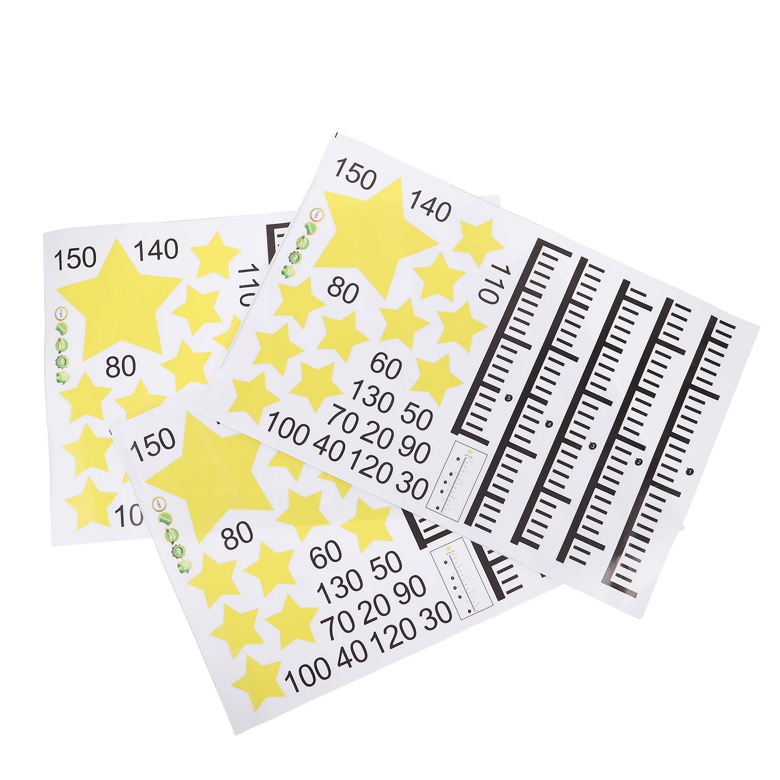 

3pcs Sticker Wall Decal Pvc Growth Chart For Star Design Height Measurement Sticker Nursery Bedroom Decor -