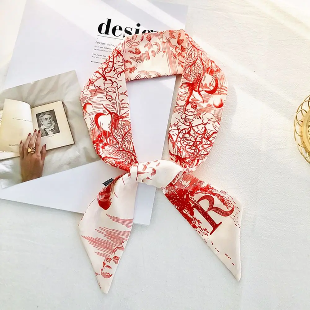 Ribbon Braided Hair 26 Letters Scarf Silk Scarf Korean Style Headband Printing Hair Scarf Female Headwear Silk Scarf Headband