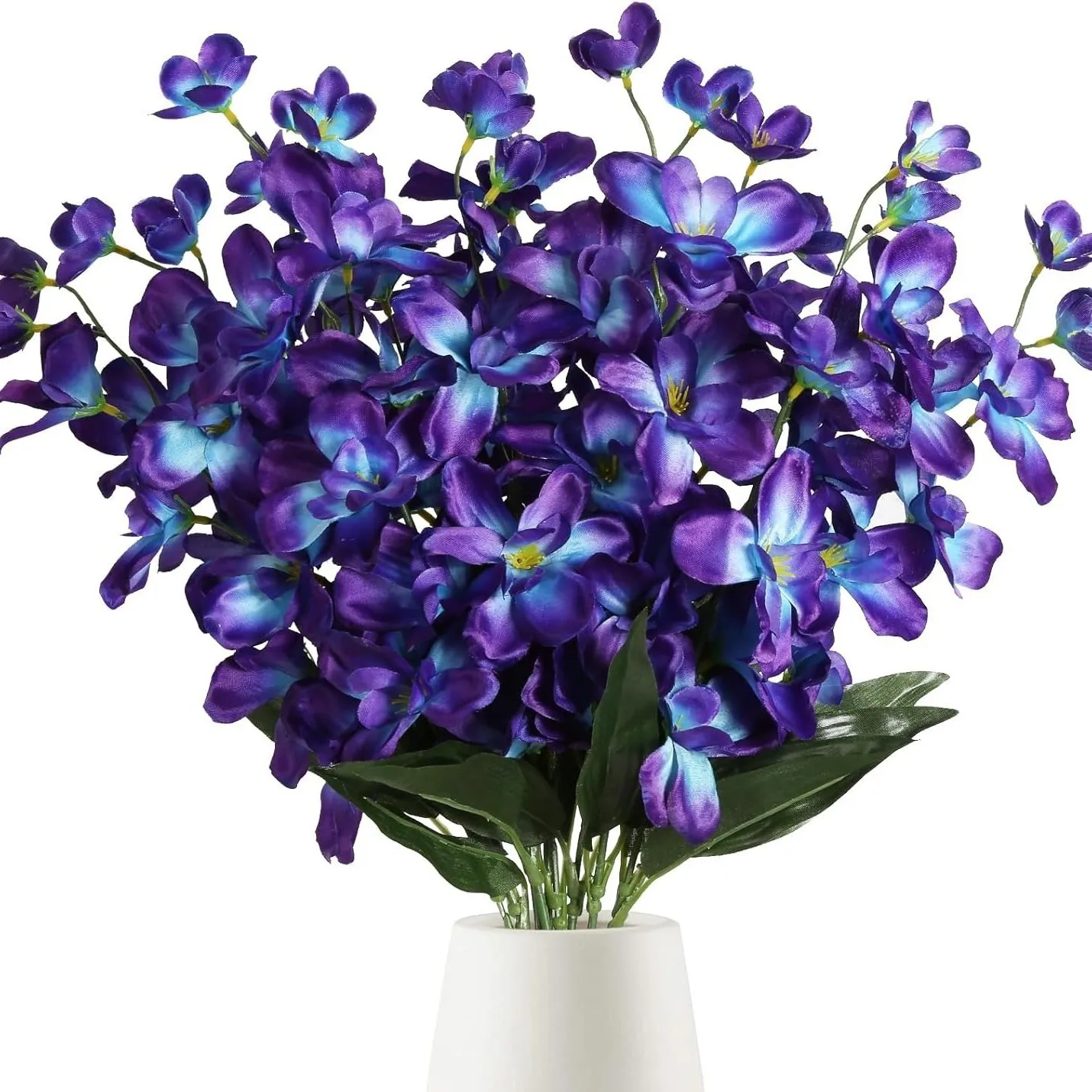 5 Stück 27 Zoll große lila-blaue künstliche Orchideenblüten für Hochzeitssträuße, Heim- und Restaurantdekoration – Detail 9