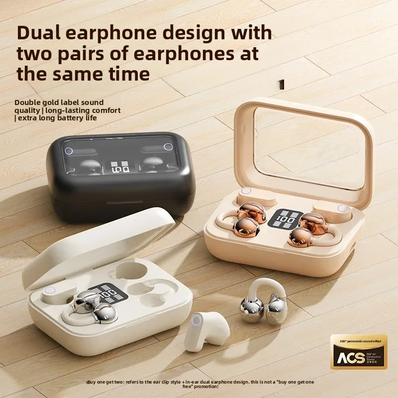 Bluetooth Earbuds Wireless Headphones with Long Battery Life, Noise Cancelling and Bone Conduction for Workouts