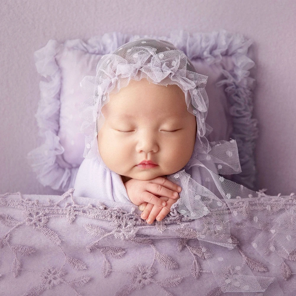 Ensemble de bandeau rond en dentelle pour bébé fille, accessoires de photographie pour nouveau-né, oreiller pour séance photo, prolifération infantile, chérie