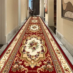 European Luxury Long Corridor Carpet Living Room Decoration High-end Hallway Rug Hotel Aisle Non-slip Floor Mat Customizable
