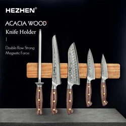 HEZHEN Acacia Wood Magnetic Kitchen Knife Holder 400 mm/500 mm Perforation-Free Tool Holder