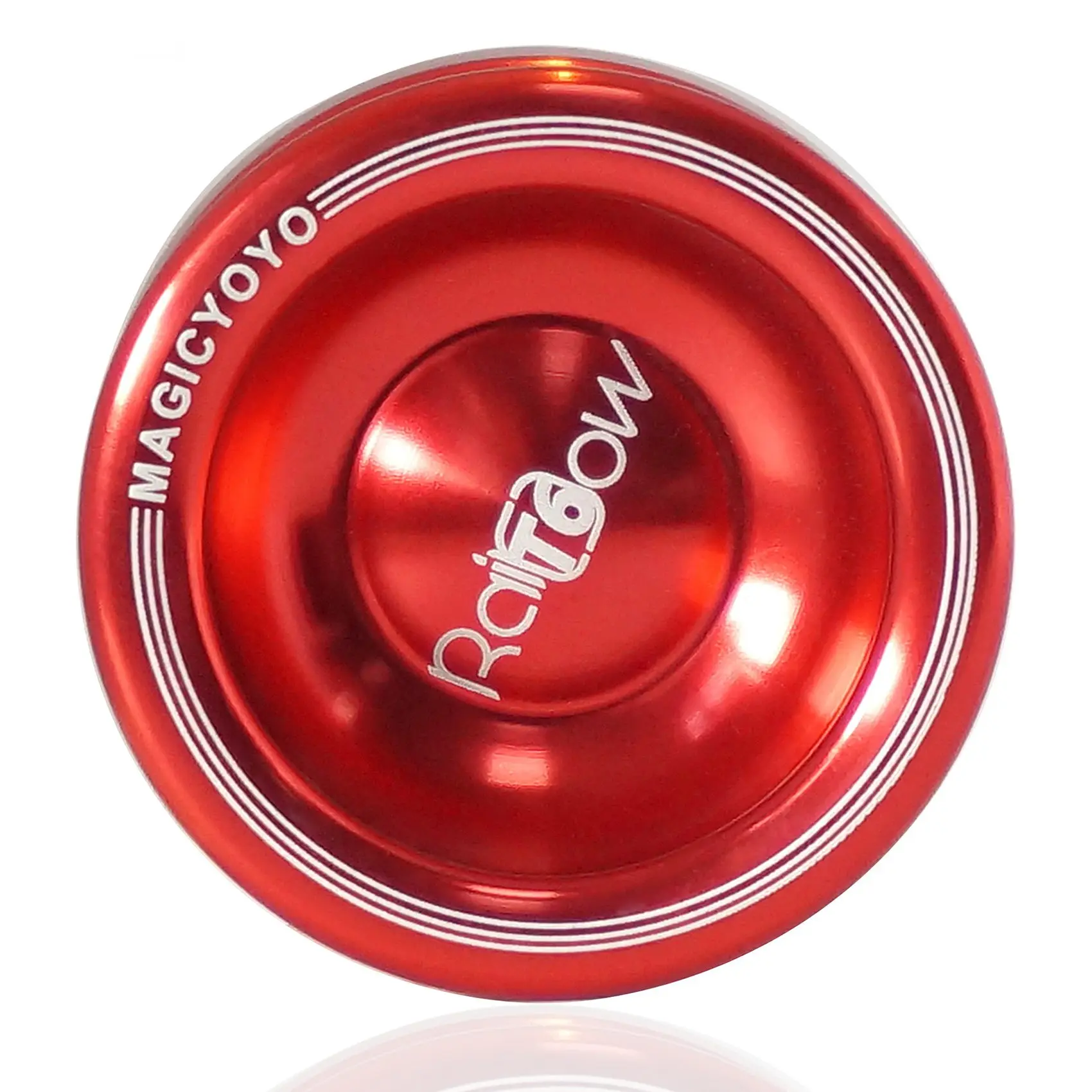 MAGICYOYO T6 Unresponsive Yo-Yo Metal Shining Finish Yoyo Ball Splash with Bag 5 Yo-Yo Strings,Red