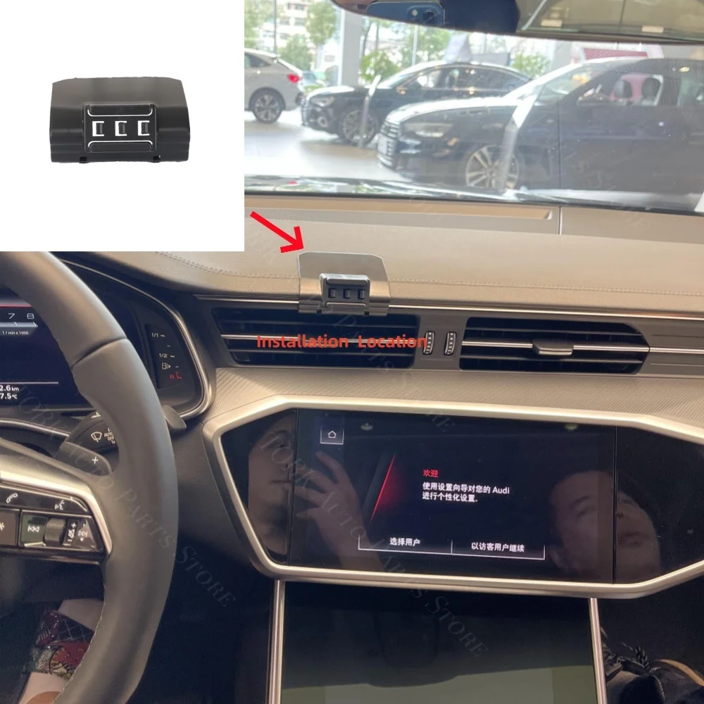 حامل هاتف السيارة قاعدة كتيفة ثابتة خاصة لأودي A6 C8 2019-2024 2020 2021 2022 2023 15 واط شحن لاسلكي اكسسوارات السيارات #2