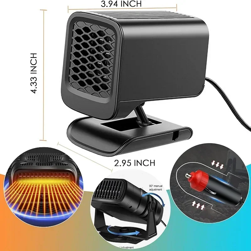 

12V 120W Mini Portable Car Heater Electric Heating Fan 2 in 1 Fast Heating & Cooling Window Windshield Defogging Defrosting Fan