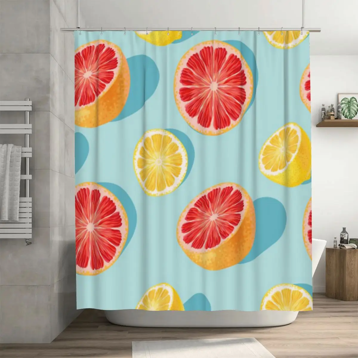 Summer Fruits Shower Curtains Bathroom Curtain Frabic Waterproof Polyester Bath Curtain with Hooks