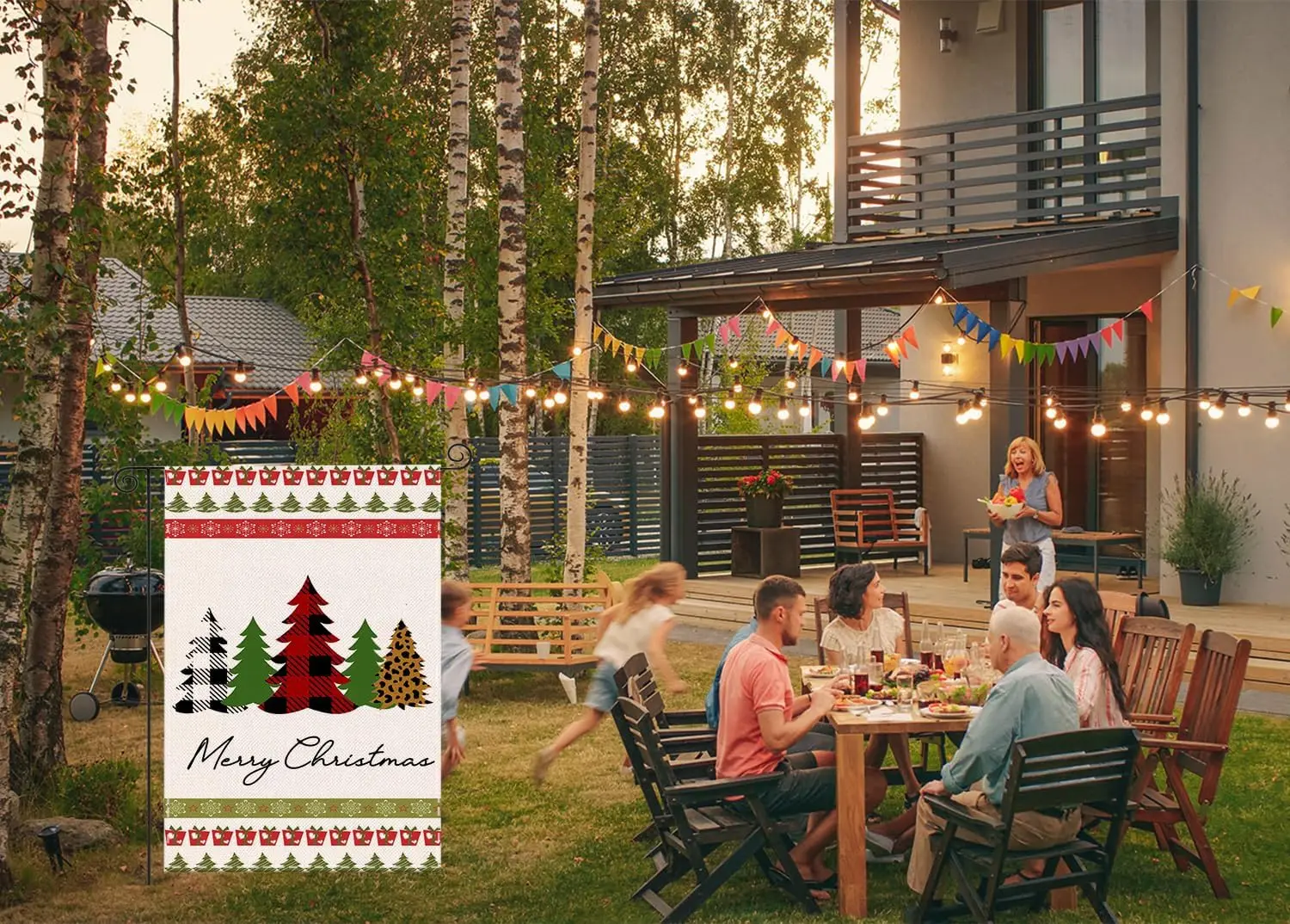 Merry Christmas Garden Flag 12 x 18 Inch Double Sided, Christmas Trees Winter Flags Burlap for Holiday Farmhouse Yard House  yyi