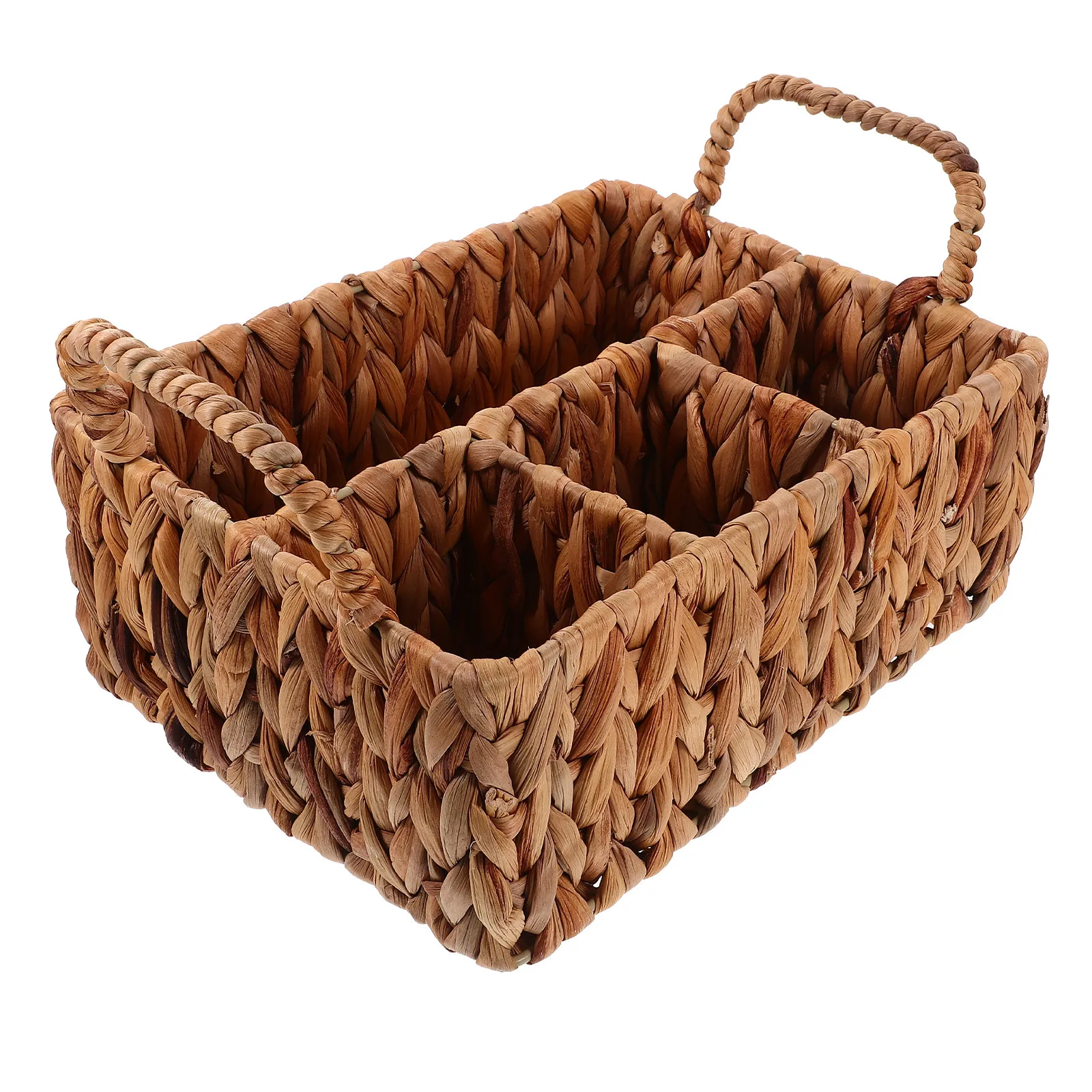 

Hyacinth Woven Cutlery Organizer Basket Desktop Sundries Storage Basket for Silverware Utensils Table Condiments Space Saving