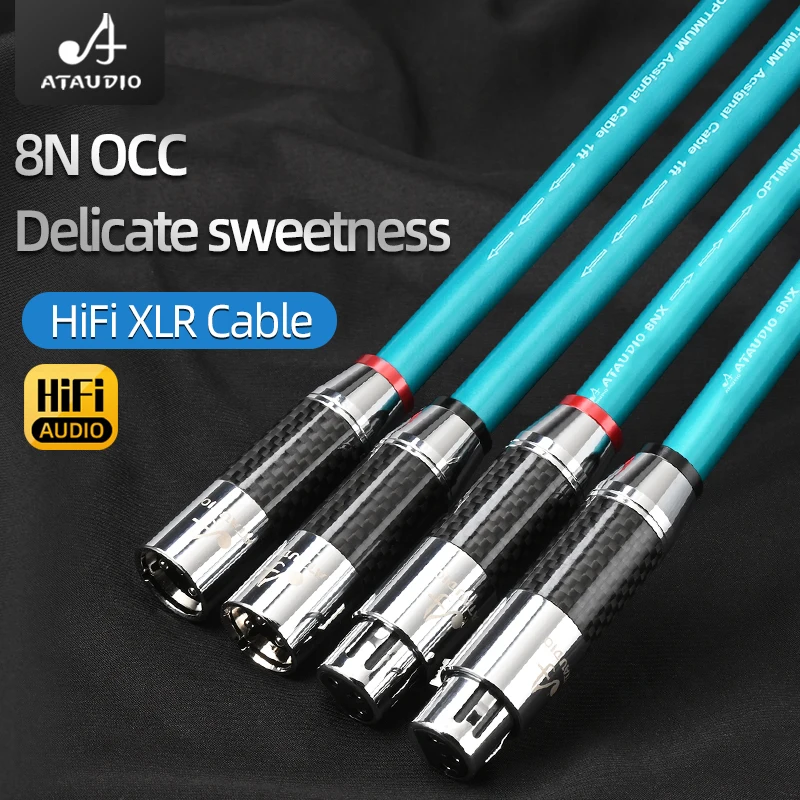 ATAUDIO Hifi XLR Audio Cable 8N OCC Core with Copper Shield 2XLR Male to Female Cable for Microphone Amplifier Speaker