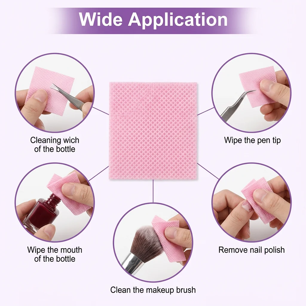 

200 Sheets Multi-Purpose Non-Woven Cleaning Wipes 5.7x8cm Ideal for Bottle Mouth Tweezers Pen Tips and Crystal Table Surface