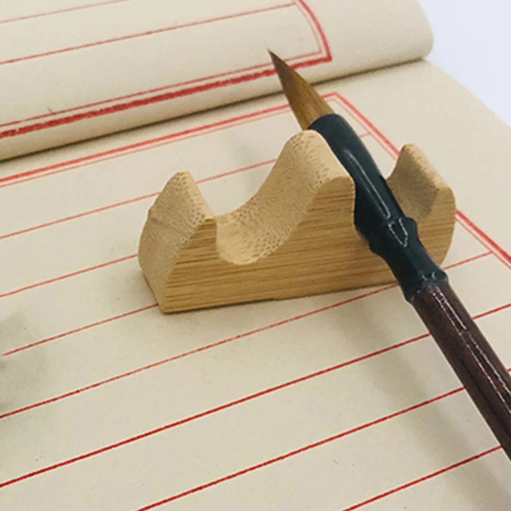 6pcs Wooden Writing Brush Holder Pen Rest For Calligraphy Painting Desk Organizer Chinese Brush Stand Pencil Holder Art Supplies