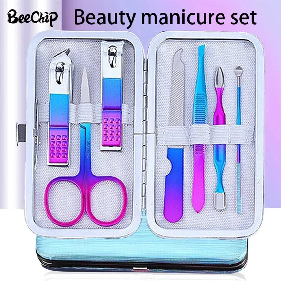 7pcs Set Of Nail Clippers Gradient Stainless Steel Nail Clippers Set Pedicure Knife Beauty Tongs Manicure Manicure Tool