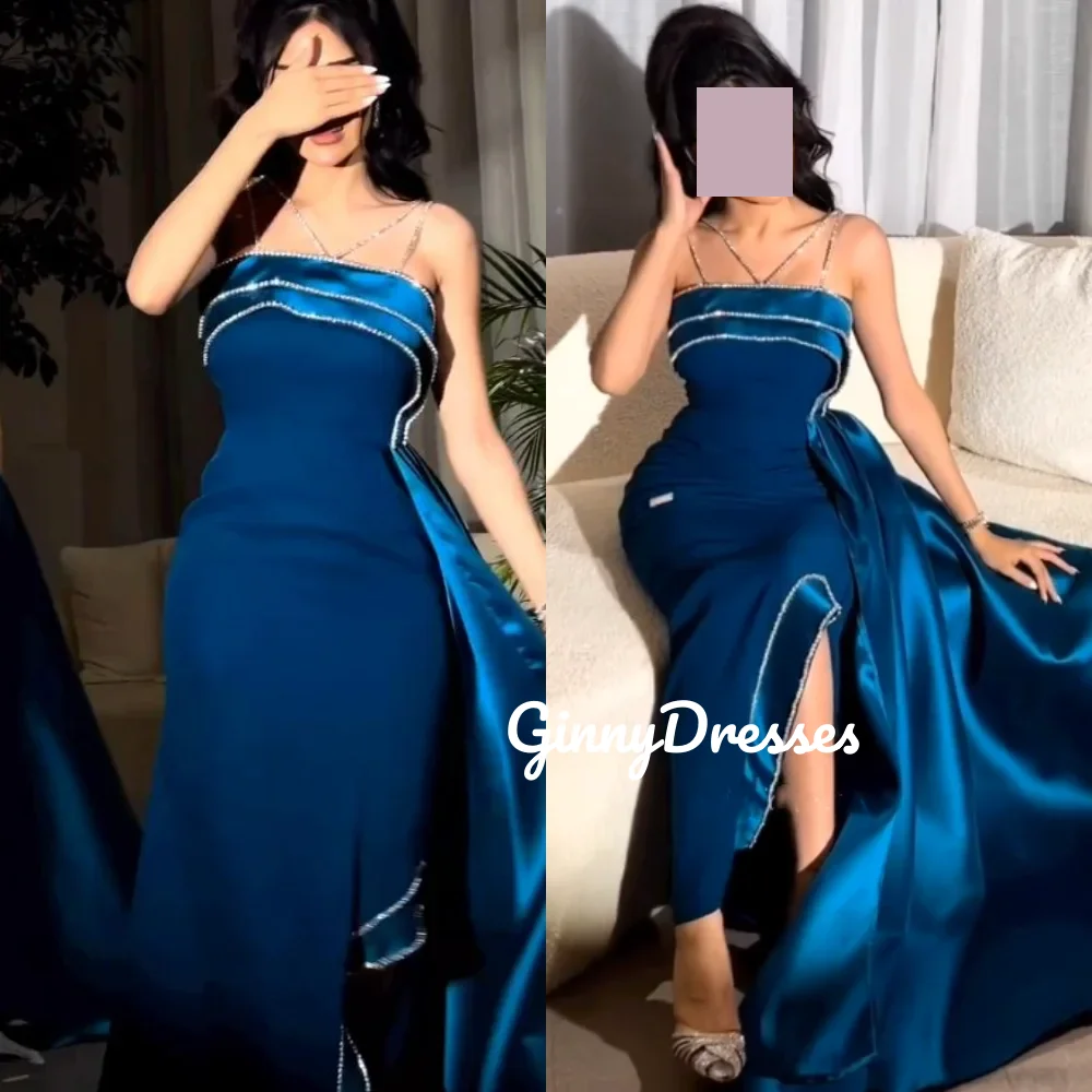 

Vestidos De Festa Customize A-Line Beadings Scoop Neckline Dubai Luxury Evening Dress Floor-Length Zipper Long Sleeves Dress Wom