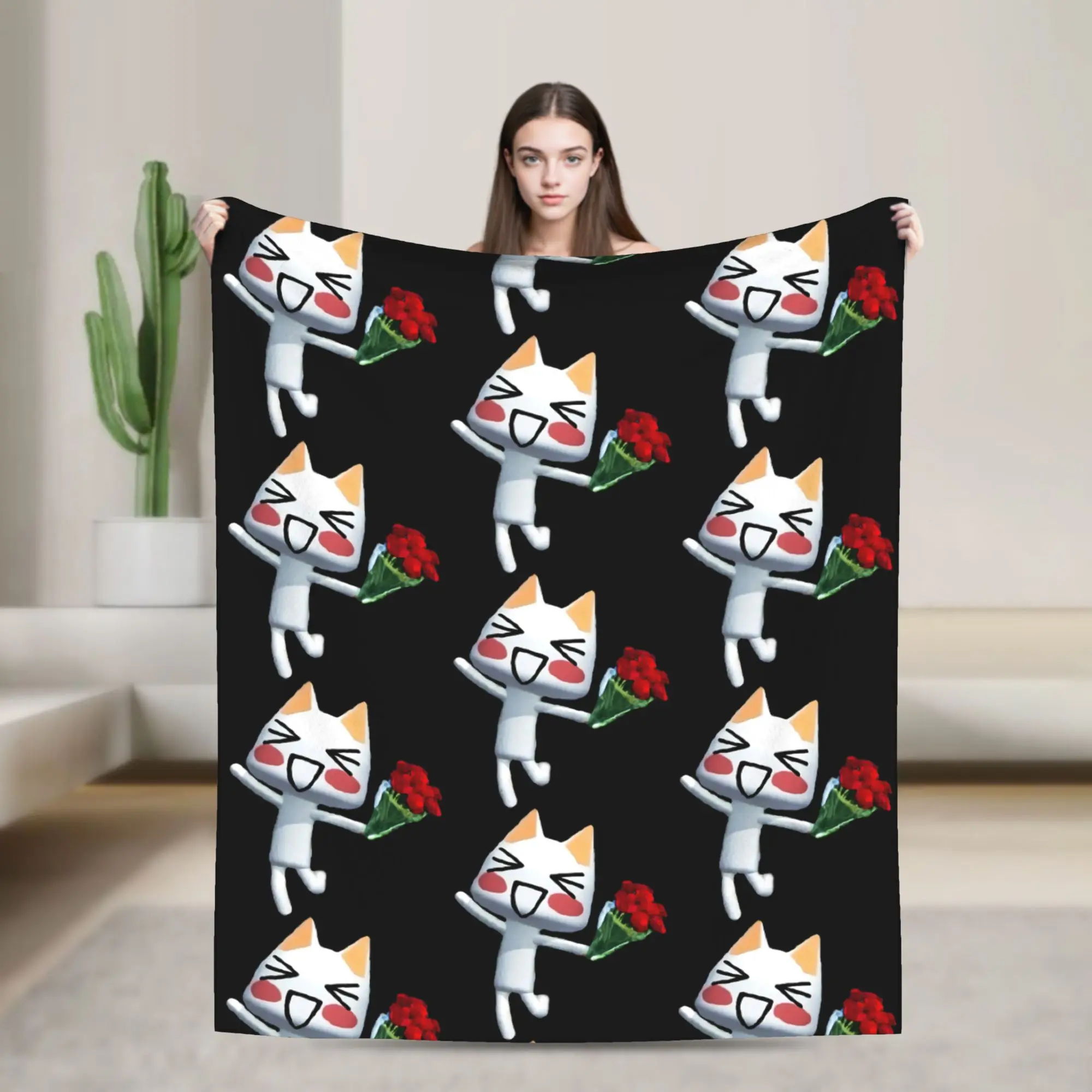 Toro Inoue Cat Doko Demo Issyo  Fleece Throw Blanket  Blankets for Home Travel Lightweight Bed Rug,