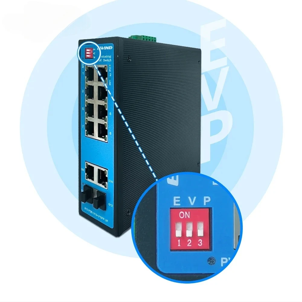 2026 NEW Industrial POE Switch 10 Ports Gigabit Uplink Managed Network Switch Ethernet IP40 Network Switchfor Outdoor Industrial