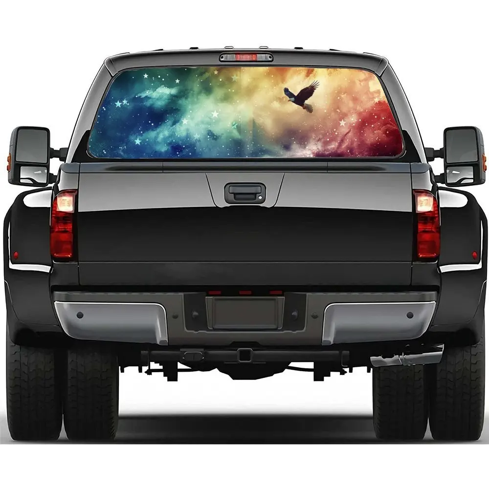 

Eagle Under The Colorful Clouds, Подарок, Виниловые обертывания для автомобиля, Наклейка на заднее окно автомобиля, Брызгозащита, Легко снимается, Прочный персональный