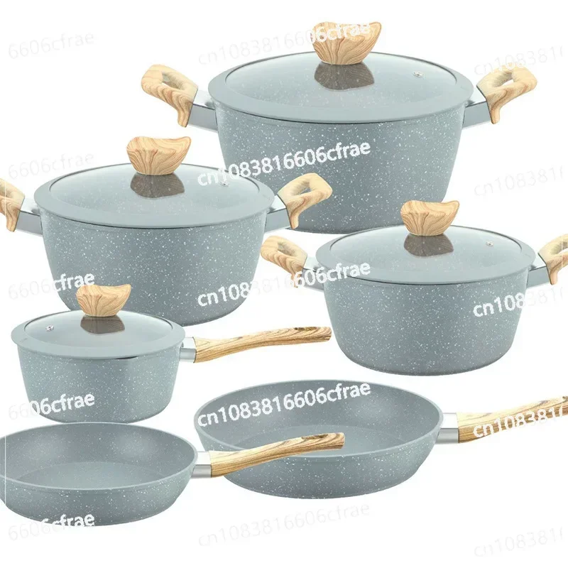 Non-stick Pan Marble Maifanshi Wok Frying Pan Milk Pan Soup Pot Household Pot Set Induction Cooker Universal Pot