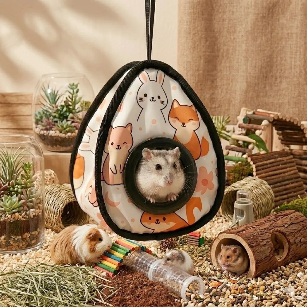 

Small Animals Accessories Cartoon Pattern Hamster Sleeping Bag Cozy Breathable Hanging Nest Soft Hamster Hammock for Pet Cage