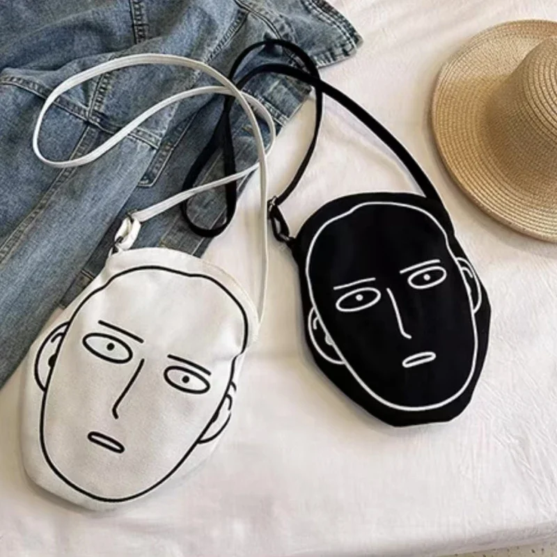 Cartoon One-Punch Man‌‌Crossbody Bag Cute Emoticon Bag Saitama Shoulder Bag Versatile Niche Student Simple Mobile Phone Storage