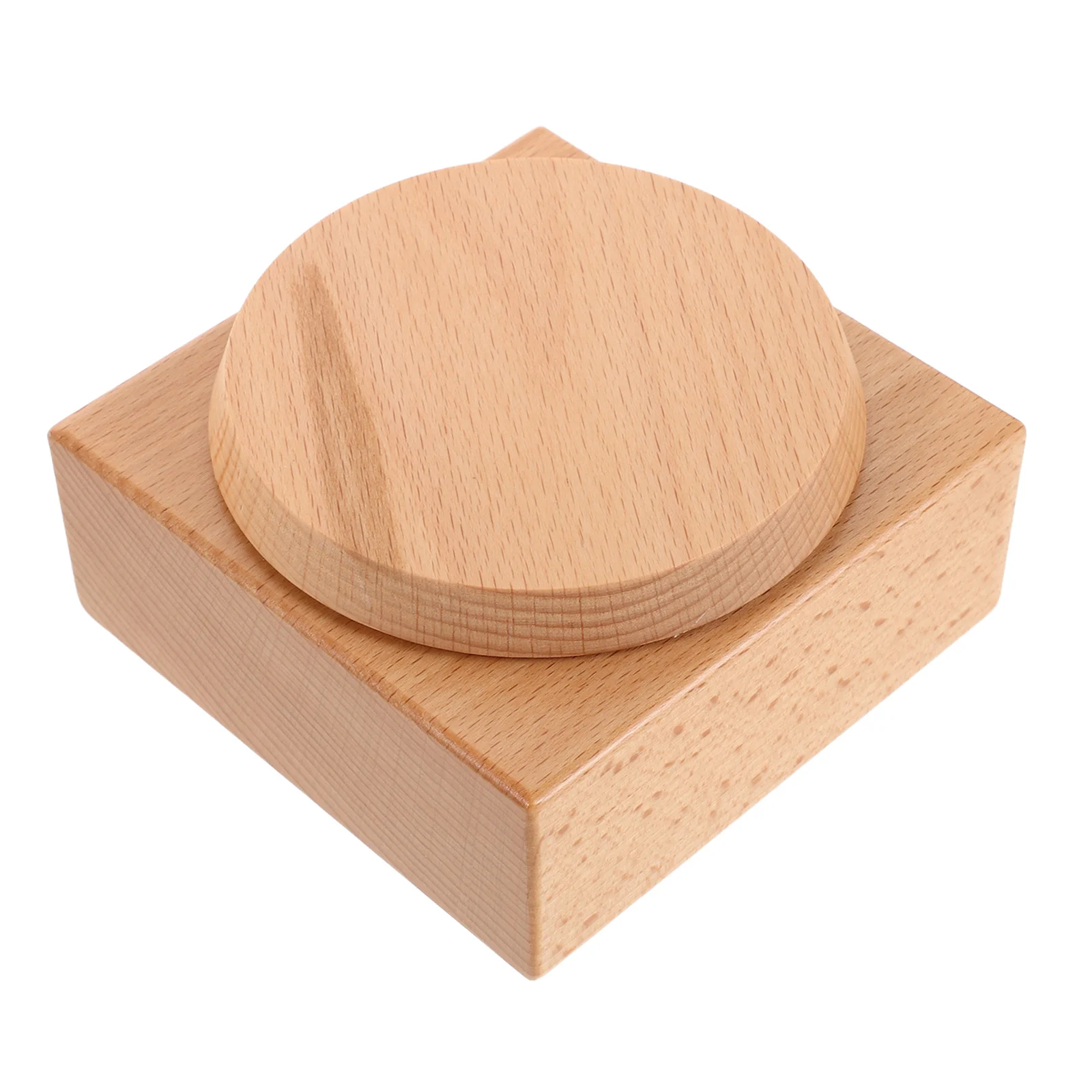 

Square Wooden Music Box Base 4.32x4.24x2.24in Rotating Platform DIY Wind-Up Musical Craft Display Stand Supply