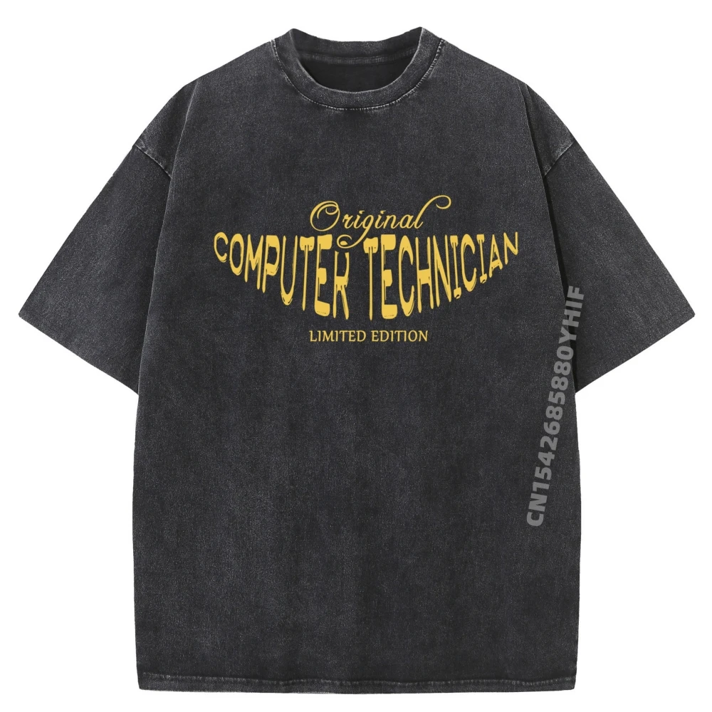 

Graphic Job Title Worker Computer Technician T Shirts Latest Classic Washed T-Shirt Men Soft Comfortable Tees