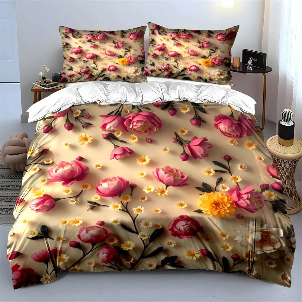 

Floral Decoration Set for Home Soft Skin-Friendly Bedding Set Includes 1 Duvet Cover And 2 Pillowcase, Gift