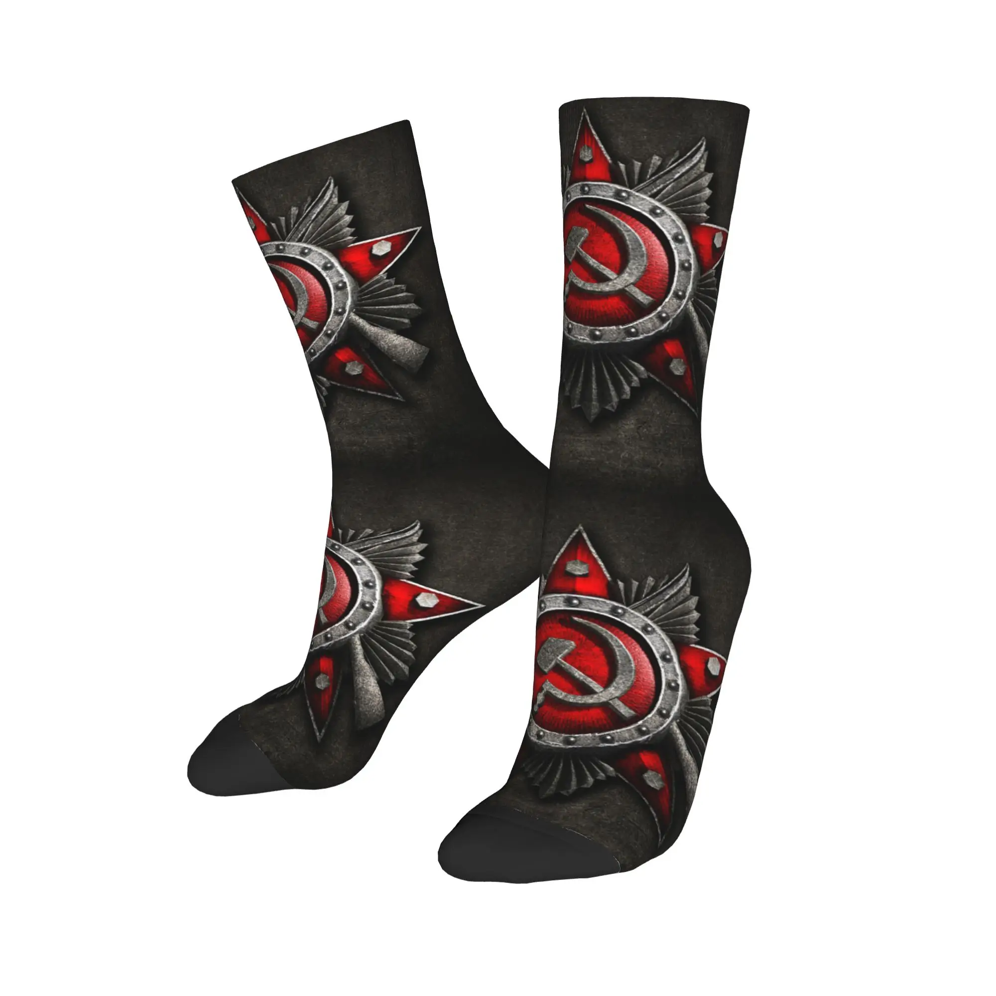 

Custom Soviet Union USSR Russia Flag Men Women Crew Socks Unisex Novelty CCCP Spring Summer Autumn Winter Dress Socks